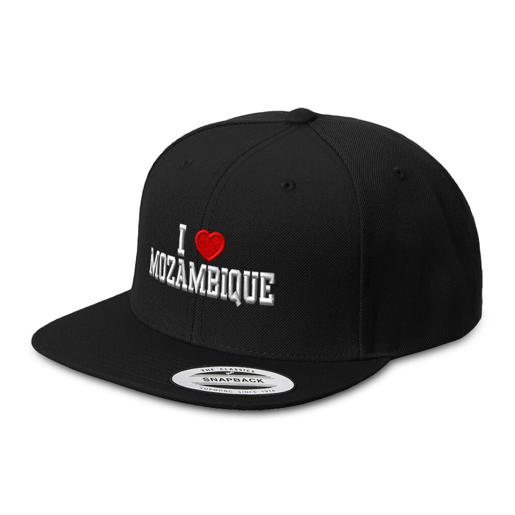 Snapback Hats for Men & Women I Love Mozambique Acrylic Flat Bill Baseball Cap