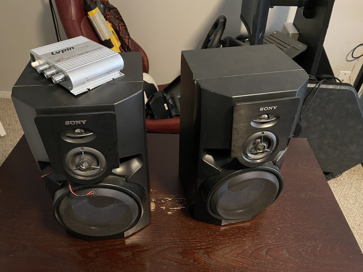 Rare Sony SS-MG110 Bookshelf Speakers Ohms Pair Of Wood Stereo Speakers  Black
