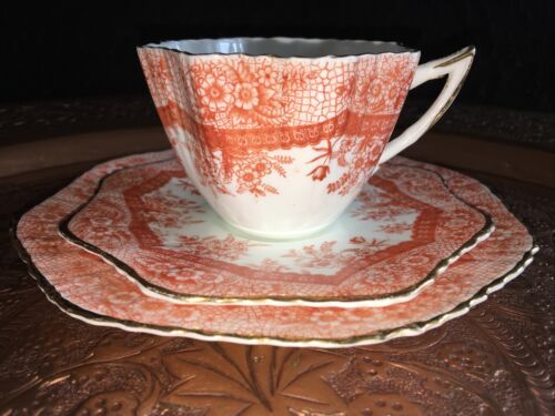 Antique Victorian China Tea Cup Saucer Plate Trio Ocre  Rd 168057/ pattern 2787