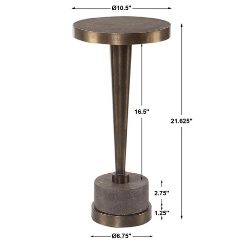 Uttermost Masika 11" Round Concrete and Metal Accent End Table in Gray/Bronze - Picture 7 of 7