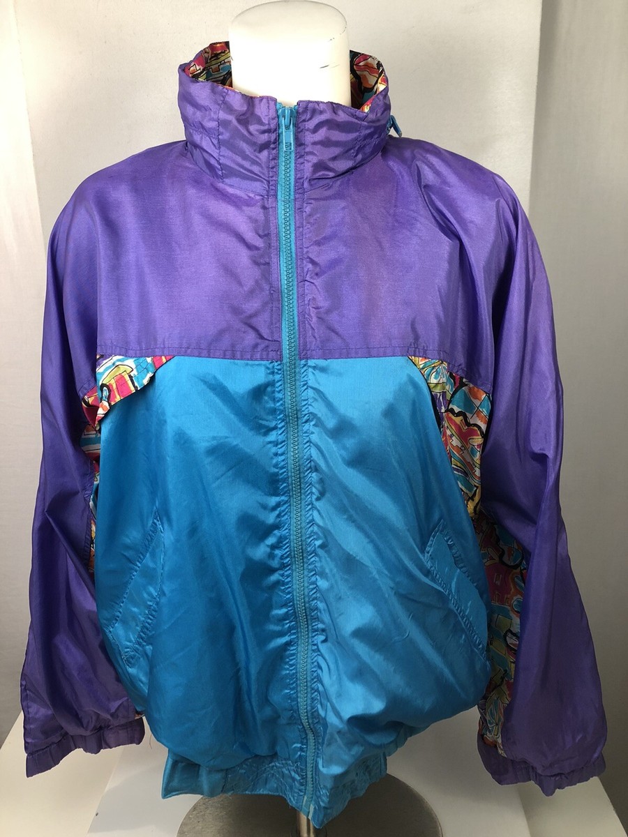 1980s Vintage WEAR 2B SEEN Bright Color Purple/Teal Womens L