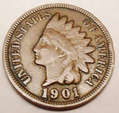 1901 P Indian Head Cent Penny  *F - FINE*  **FREE SHIPPING**