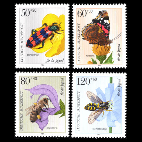 Alemania 1984 - Albergue Juvenil Caridad - Insectos y Flores - Sc B616/9 Estampillada sin montar o nunca montada - Imagen 1 de 2