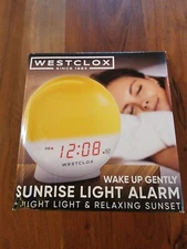 Westclox 5"White Electric Sunrise Simulator Alarm Clock w. LED Display  💖