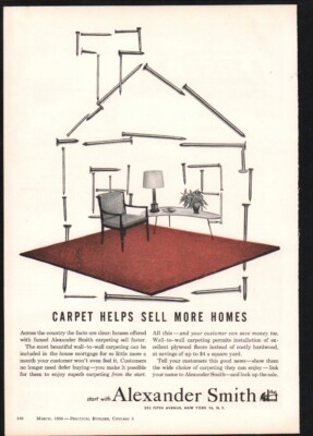 1956 Alexander Smith Carpet Mid Century Modern New York Vintage trade print ad