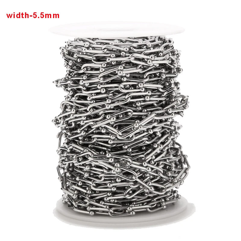 Cadenas de clip de acero inoxidable en forma de U cadena de eslabones hechos a mano para collar 5x13 mm Foto 3 de 3