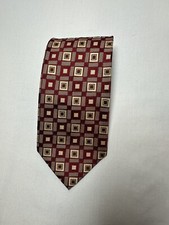 Vintage Givenchy Monsieur Silk Tie Red Gold Geometric Textured Necktie Designer