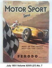 MOTOR SPORT SPEED  Vintage Car Magazine July 1951  Vol. XXVII  (27)  No. 7