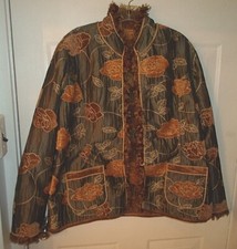 Yak Magik Nepal Sz Xl Brown/lack/tan/gold/olive Reversible Open-front Jacket New