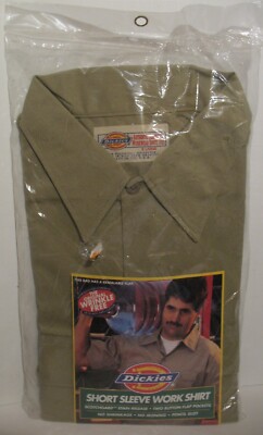Dickies Khaki Polyester and Cotton Twill Short Sleeved Work Shirt Sz XL NIP