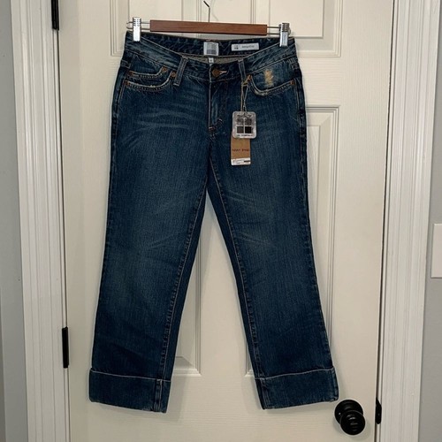 NWT Salt Works Avenue A Crop Asbury Jeans 25 Cuffed Low Rise Medium Wash New