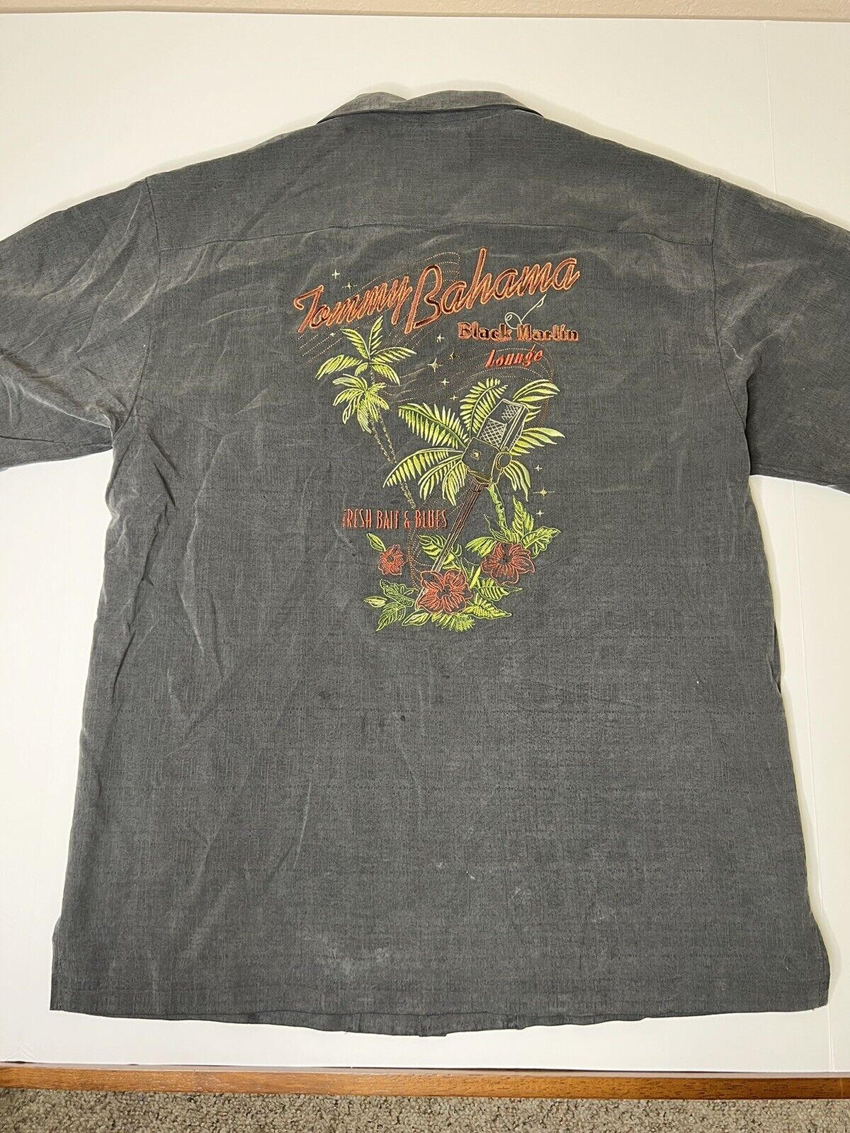 Men’s Tommy Bahama Black Marlin Lounge Hawaiian Shirt… - Gem