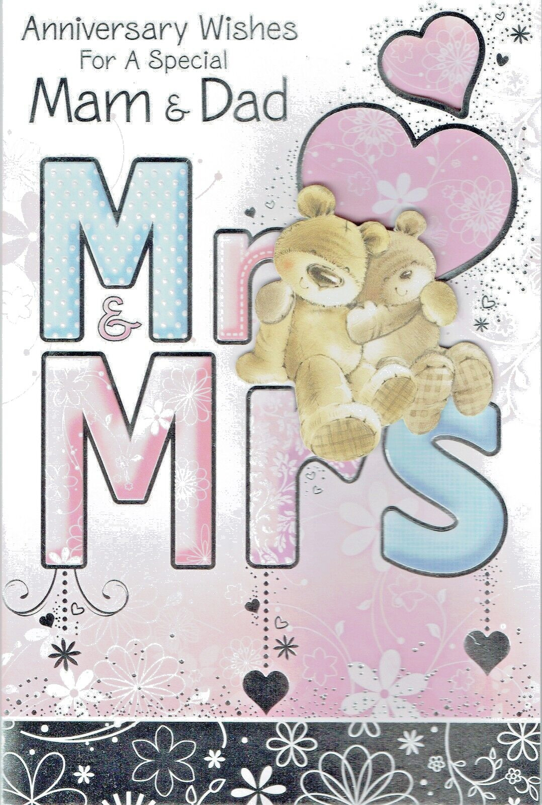 MAM and DAD ANNIVERSARY CARD - With LOVELY WORDS Cute Design