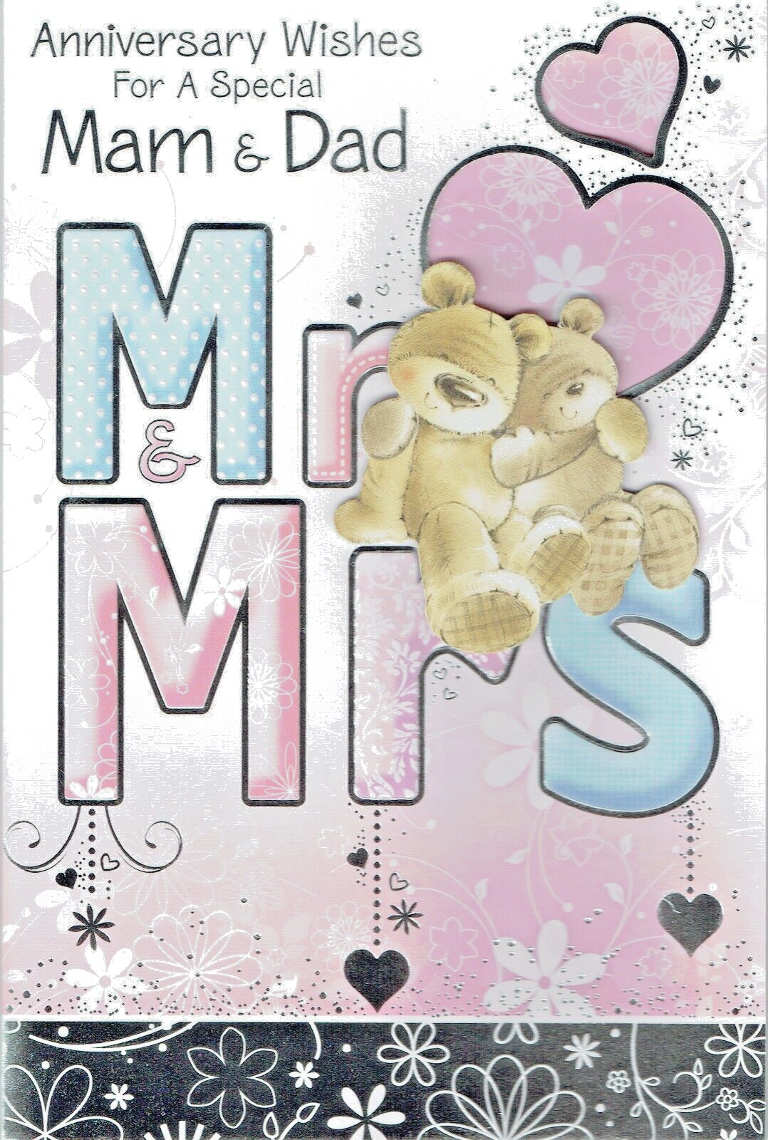 MAM and DAD ANNIVERSARY CARD - With LOVELY WORDS Cute Design