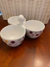 Pampered Chef Simple Additions Dots Bowl Trio #2078 3 Sectional Serving Dish