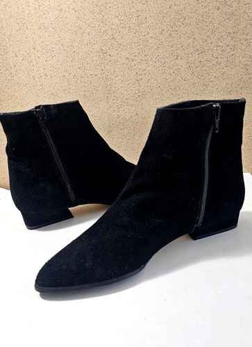 NEW Women's NINA Size 6.5 BLACK LEATHER Ankle Boot Heel Pump Shoes SPAIN - Picture 3 of 8