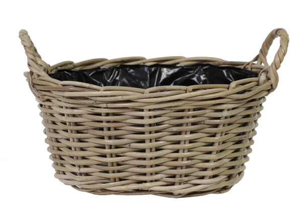 Neu !! Ovaler Pflanzkorb 29 Cm Aus Rattan-Kein Kunststoff Blumen Garten Weide-image