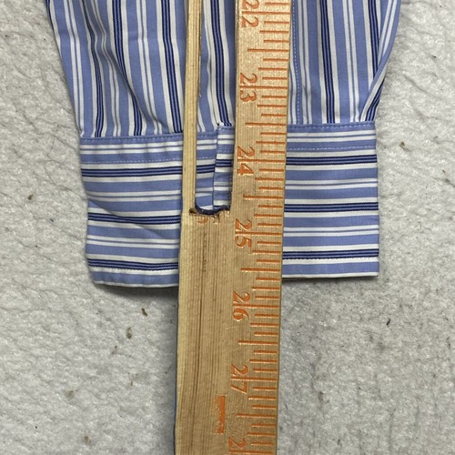 Ralph Lauren Shirt Mens Large Blue Striped Button Down Long Sleeve Custom Fit - Picture 8 of 8