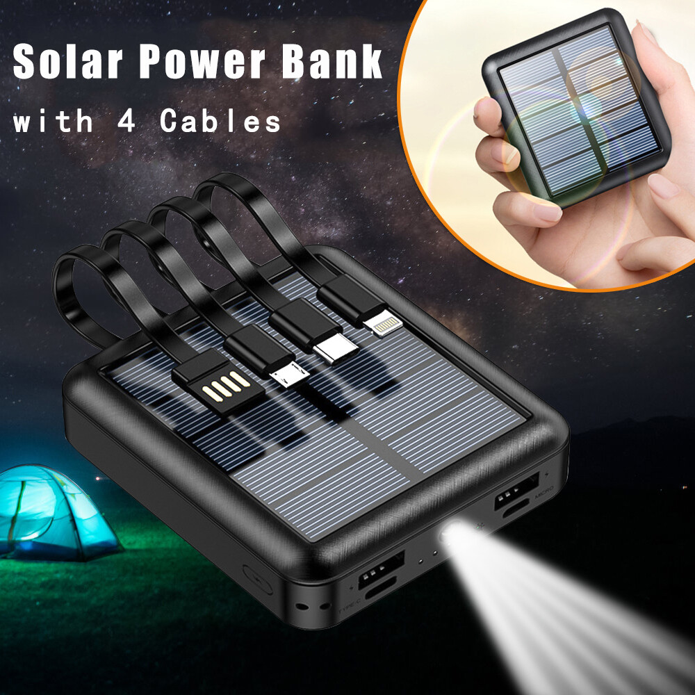 20000mAh mini Solar Power Bank 4 Outputs Portable USB Charger For Cell Phone