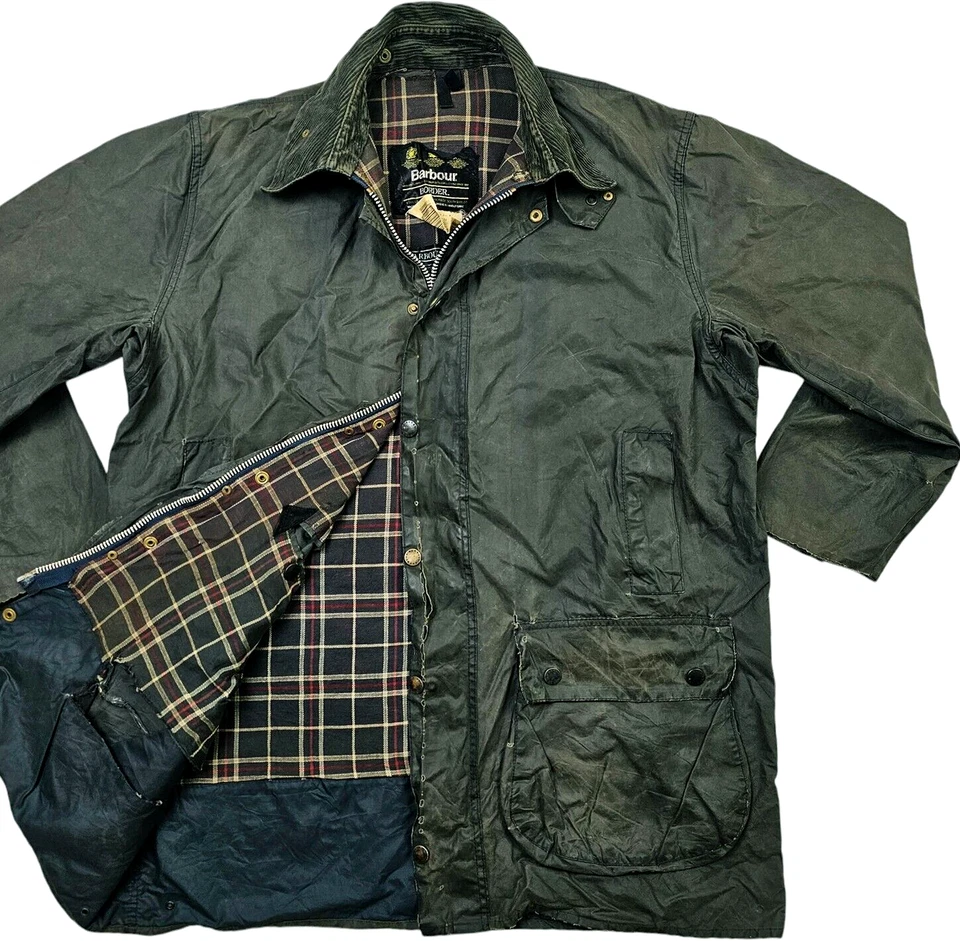 *LO ÚLTIMO ABRIGO GRIS FORRADO ENCERADO PARKA BARBOUR @ A205 BORDER DE COLECCIÓN PARA HOMBRE C44 L-XL Foto 2 de 4