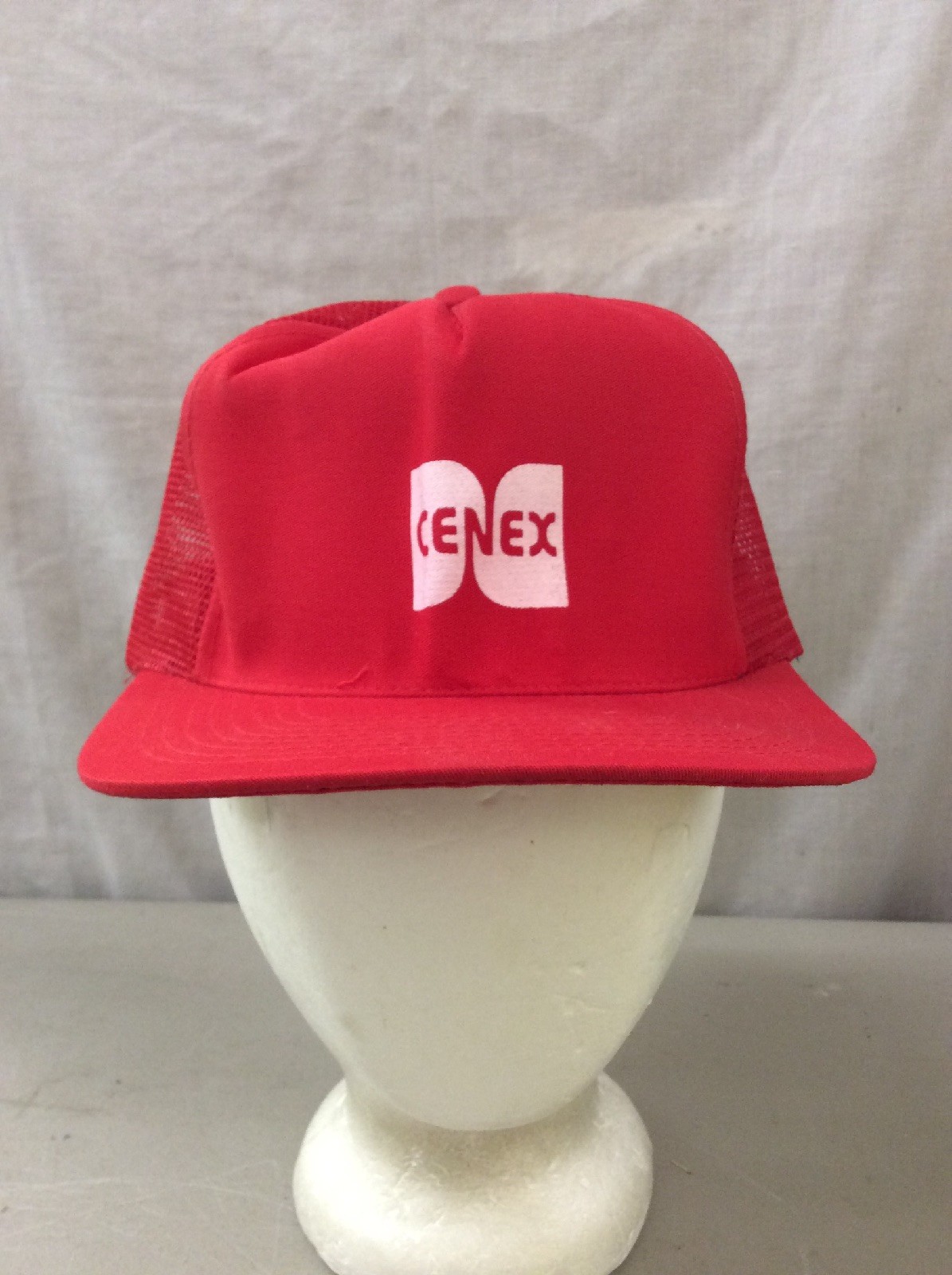 trucker hat baseball cap Vintage Mesh Snap Back CENEX Red And White Retro Hat