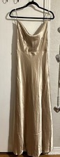 Birdy Gray Lisa long dress satin Gold champagne Size Medium