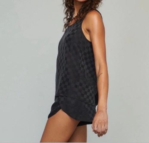 Juego de pijamas de seda lavable Lunya talla S nuevo negro a cuadros jacquard - Imagen 2 de 14