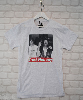 Actual Fact Biggie Tupac Trust Nobody 2pac Groß Heather Aschgrau Crew T-Shirt