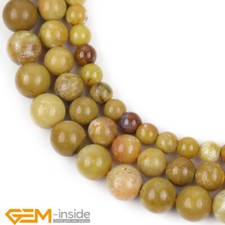 Natural Yellow Opal Gemstone Round Loose Spacer Beads for Jewelry Making 15" AU