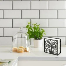 Black Metal Tree&Bird Design Tabletop Napkin/Freestanding Tissue Holder Dispener