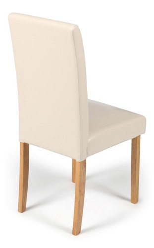 4 Cream Dining Chairs Faux Leather Padded Seat Wood Legs Dining Kitchen Torino - Picture 4 of 6