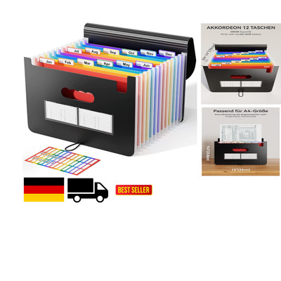 A4-Regenbogenmappe mit 12 Wasserdichten Fächern und einem robusten Design für...
