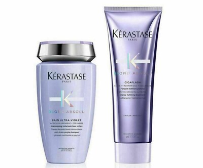Kerastase Blond Absolu Bain Ultra-Violet Shampoo & Cicaflash Conditioner 8.5 oz