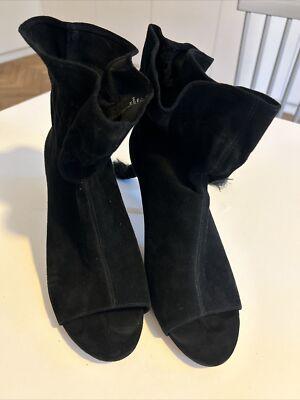 H&M Wildleder High Heels Stiefel Peep Toe, offen Gr 39 schwarz