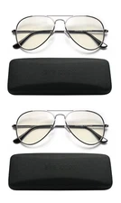 EYE ZOOM 2 Pack Aviator Style Blue Light Blocking and Anti UV Reading Glasses