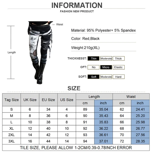 Damen Steampunk Gothic Hosen Kariert Cargohose Freizeithose Leggings Cosplay DE* - Bild 2 von 13