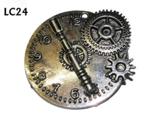 Steampunk pin badge brooch silver clock sonic screwdriver time lord #lc24 
