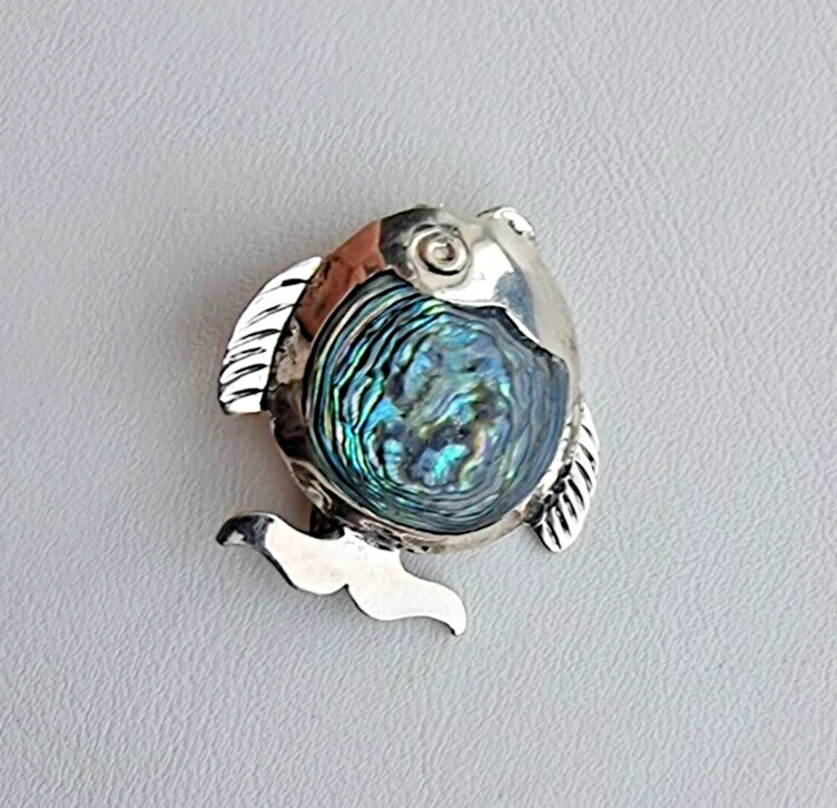 AHR FABULOSO BROCHE PRENDEDOR PEZ MADREPERLA VINTAGE Foto 4 de 4