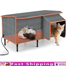 Heated Cat House Outdoor Weatherproof Insulated Warm Bed Easy Install Pets New