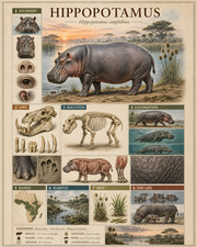 Hippopotamus Hippopotamus Amphibius Standing Illustration Mammal Art/253356021