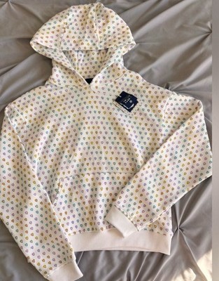 Roller Rabbit Women's Heart Print Pullover Hoodie White Multicolor Size Medium