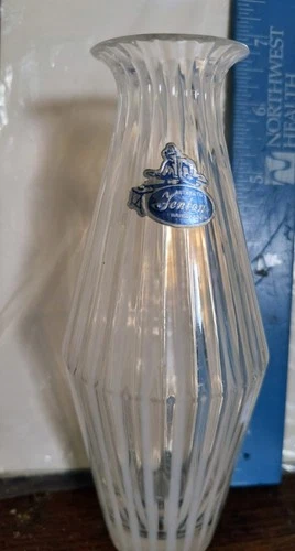 Fenton Clear Ribbed Vase 6" Tall Blue Label
