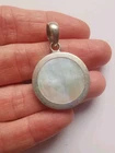 Sterling Silver Double Sided Mother Of Pearl And Pink Abalone Pendant. R1S