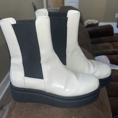 Steve Madden 8.5 M Size Rain Boots Shoes Clarisa Women s  White Leather Coated