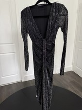 PLT Pretty Little Thing Black V Neck Black Dress Size 0