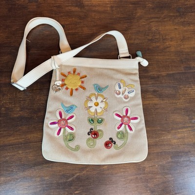 BRIGHTON by The Sea Floral, Bird, Sun Motif Crossbody / Messenger Purse