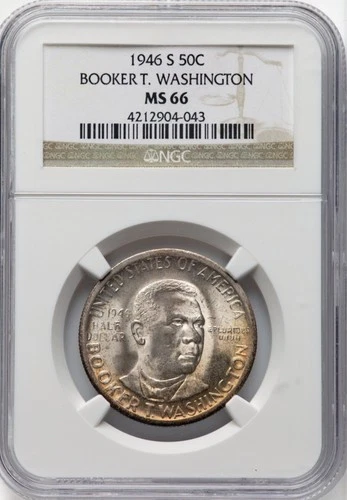 1946-S Booker T. Washington Commemorative Half Dollar NGC MS66 Mintage 500,279
