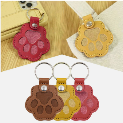 3 PCS Cat & Dog Hair Fur Keychain - Paw Shaped Leather