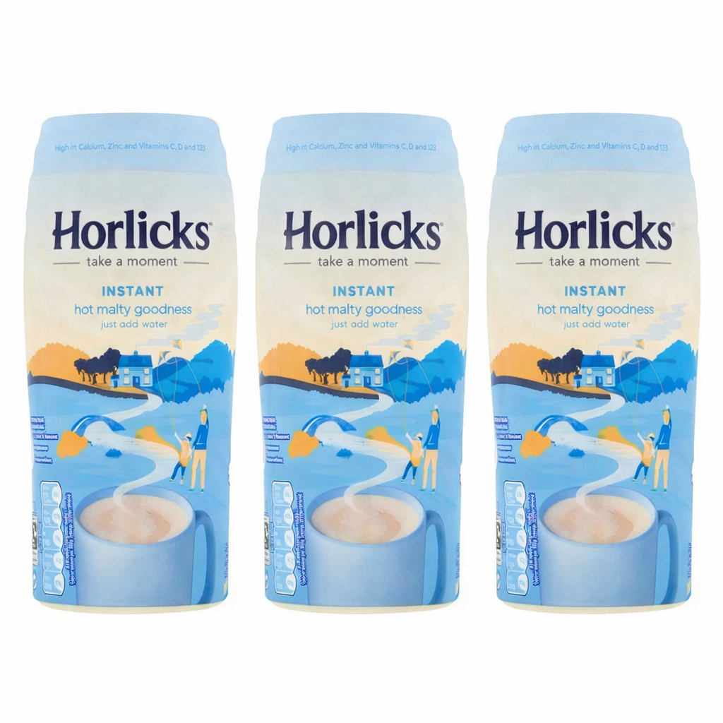 3x Horlicks Instant Malted Food Drink Calcium Vitamins Vegetarian Add Water 400g