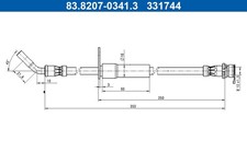 ATE Bremsschlauch 83.8207-0341.3 für FORD PUMA J2K CF7 EcoBoost mHEV Flexifuel